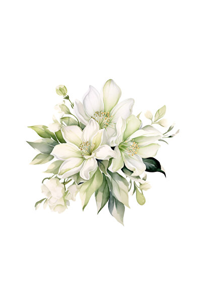 INOVATIX Σετ 8 τεμαχίων, Αυτοκόλλητη σύνθεση με λουλούδια σε λευκό χρώμα, INO...