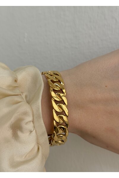 KİLİGİSTANBUL Steel 1.10 cm Thickness Bombed Clamp Bracelet (6.50 cm Diameter)