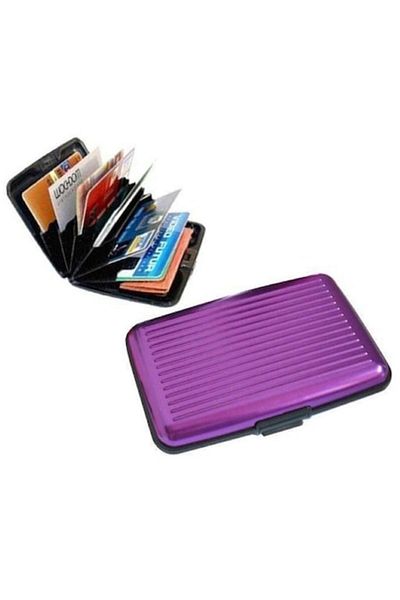 HOZRO Portofel Hozro, din Aluminiu pentru Carduri si Acte, Antiscanare, 6 Compartimente, 11 x 7.5 x 2 cm,