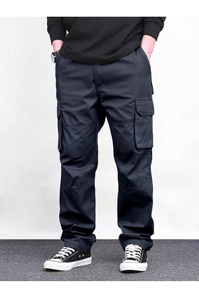 WKM Men's Gabardine Baggy Pants with Cargo Pockets