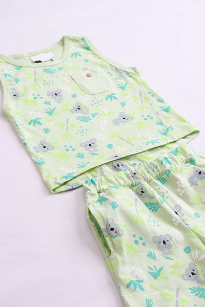 Pijamella Boy's Cute Pattern Sleeveless Undershirt Basic Top and Bottom Set with Shorts