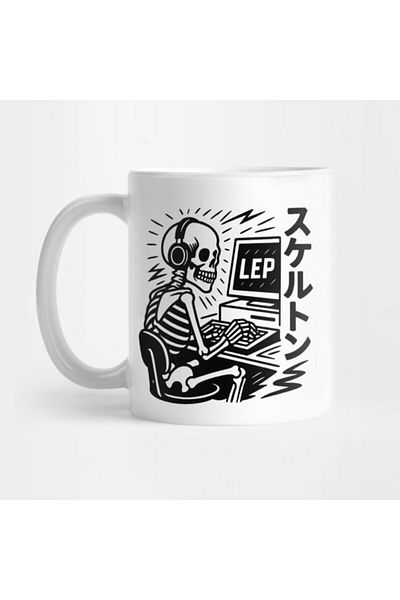 Pixxa Skeleton with Headphones Mug