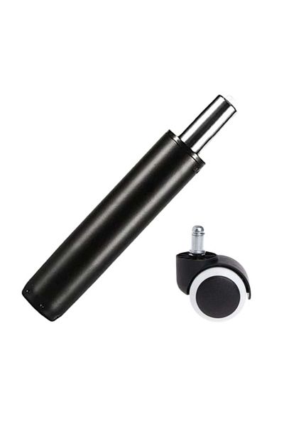 Depox Set universal cu roată de cauciuc și cilindru cu piston pe gaz pentru scaune de birou, negru, 35 cm