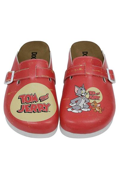 Dogo Papuci portocalii din piele vegană pentru femei - Warner Bros Tom și Jerry Design