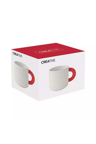 EasyLife Microwave and Dishwasher Safe Porcelain Coffee Mug White and Red 350ml