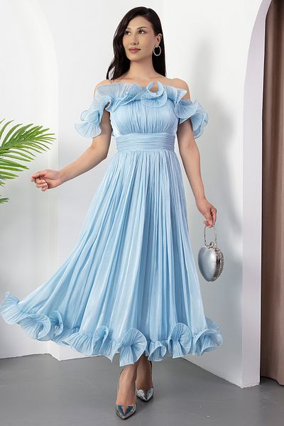 PULLIMM Rochie de seară cu decolteu în formă de inimă și fustă cu volane BAL139