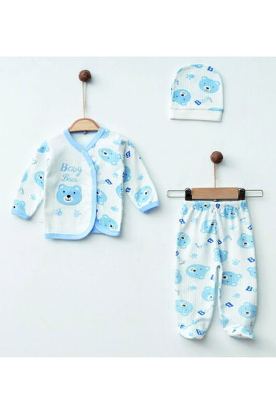 Baby Wings AYICIK BASKILI 3 LÜ SET ŞAPKALI HASTANE ÇIKIŞI