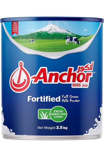 Anchor Milk Powder, Full Cream, Fortified with Vitamins & Minerals, No Preservatives, Ideal for Coff
