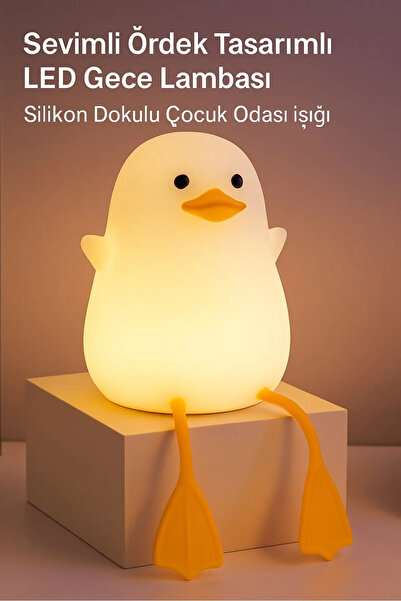 HEDİYEVİM RGB Renk Değiştiren Ördek Gece Lambası – Silikon LED Işıklı, USB Şa...