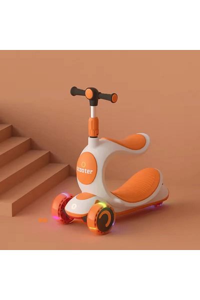OEM Scooter with seat, LED wheels and height-adjustable handlebar, orange