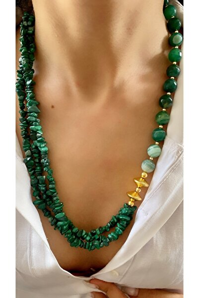 Takkı by Handan Malahit taşı tasarım kolye.