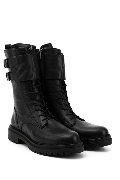 GÖNDERİ(R) Women/Girls Black Zippered Genuine Leather Boots