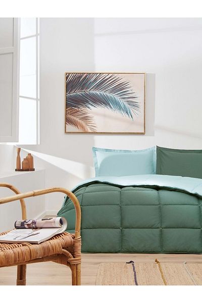 Özdilek Özdilek 100% Cotton (Elastic Sheet) Double Bed Set-Colourist Emerald Green