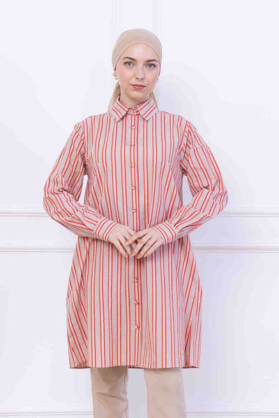 FİDEY Oversize Women's Tunic with Pattern Satin