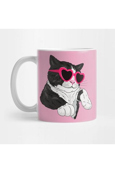 Pixxa Cat Mug with Glasses
