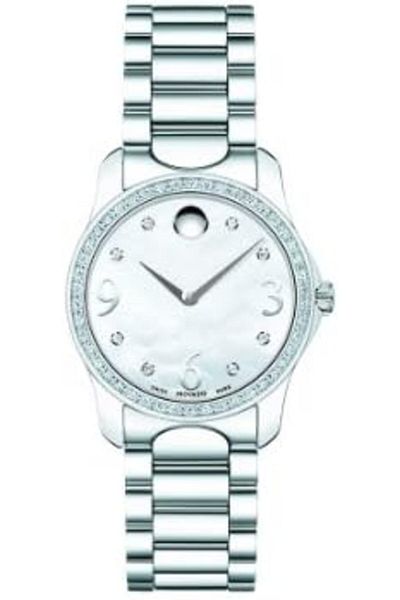 Movado Stainless Silver Watch with White Dial for Women 0606706