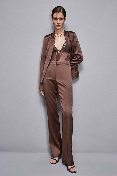 Patrizia Pepe SATIN PANTS - PATRIZIA PEPE - 46, BROWN