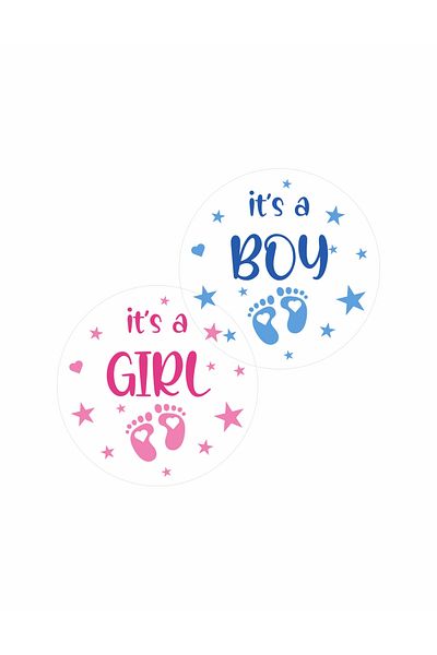OEM Set of 20 stickers for Gender Reveal party - It's a boy It's a girl, diameter 7 cm, model 2