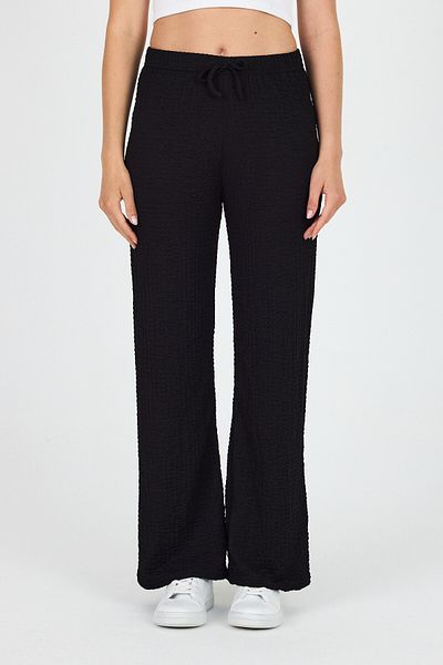 Rays Black Wide Leg Draped Wrinkle Fabric Trousers 326
