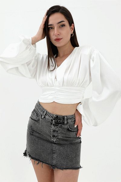 VAPUR Fustă Denim cu fustă Cicuri - Antracit