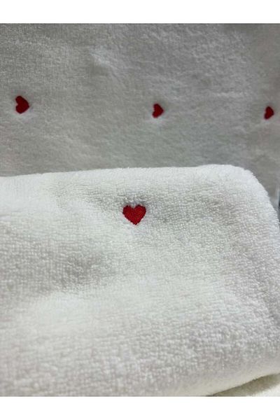 swilex Hoby Lubow Love White Red Embroidered 70X140 6-Piece Towel Set