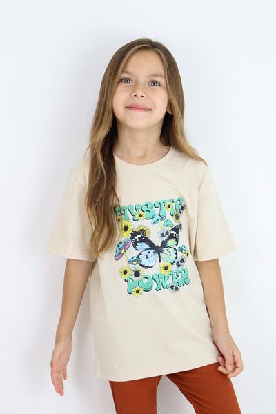 MiaBaby Tricou pentru fete cu imprimeu de bază 4-10 ani