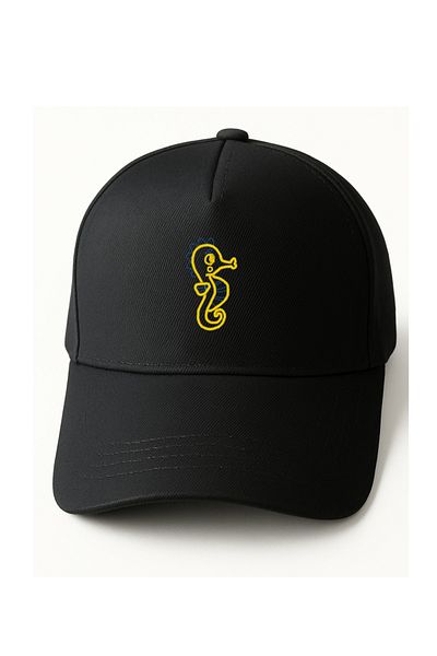 KEYFHOME Black Unisex Sports Hat Summer Cotton Sweatband & Air Holes Embroidered