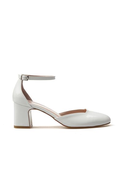 YAŞAR KAŞLI Women's Thick Heeled Shoes 25Y Ykş.8355 Z White Patent Leather