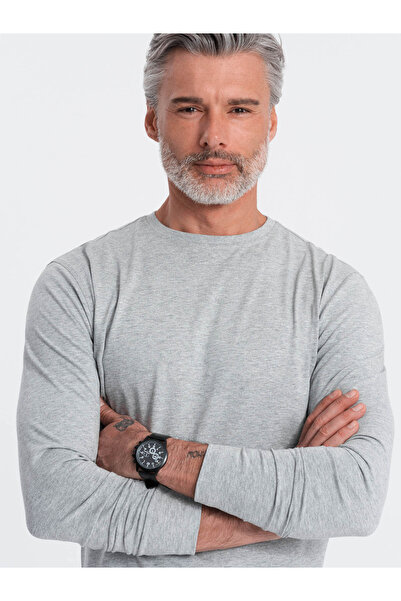 OMBRE Herren BASIC Longsleeve mit Rundhalsausschnitt - Grau OM-LSBL-0106