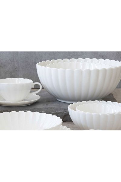 EasyLife Elegant Round Shaped Easy Cleaning Porcelain Salad Bowl White 20cm