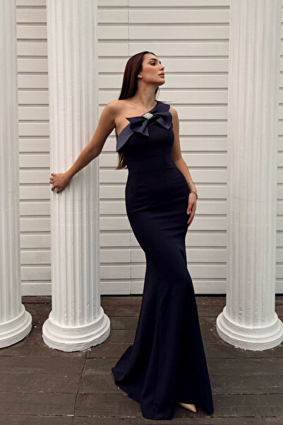 Sindimoda Junie Fiyonk Detay Tek Omuz Abiye 4701