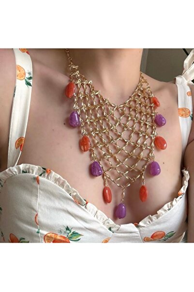 Asum İsstanbul Brand Beaded Knitted Necklace