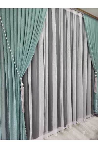 PERDENEVA MİNT YEŞİLİ SIK PİLE TEK KANAT FON