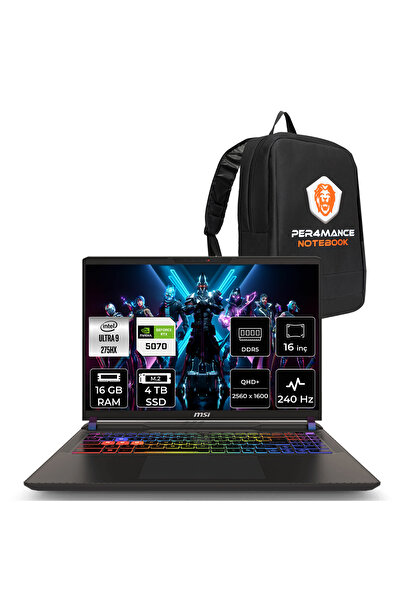 MSI Vector 16 HX AI Ultra 9 275HX 16GB 4TB SSD RTX5070/8GB 115W 16" QHD+ 240H...