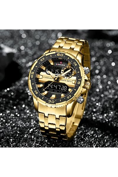 Naviforce Luxury Waterproof Sport Chronograph Quartz Wristwatches Digital Date and Week Clock