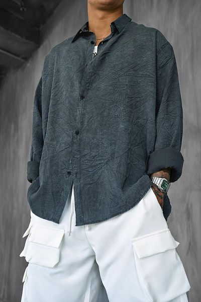 ablukaonline Мъжка ежедневна риза Oversize, антрацит