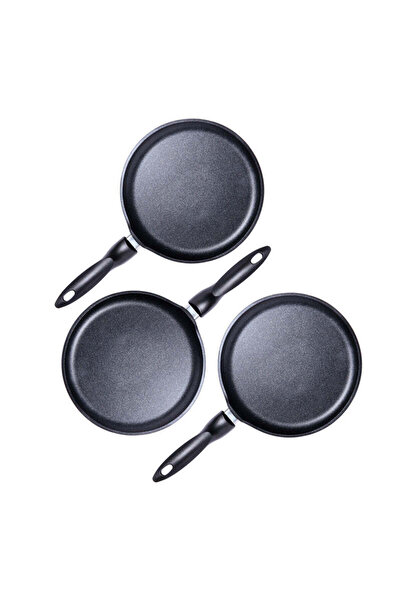 CooknKeep مجموعة مقلاة كريب اللؤلؤ الأسود مكونة من 3 قطع