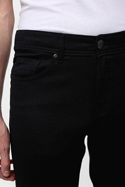 SÜVARİ Siyah Slim Fit 5 Cep Kalıp Armürlü Kanvas Pantolon