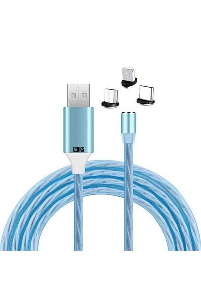 SIKS 3in1 Charging Cable, Magnetic, Lightning, Micro-usb, Type-c, Blue