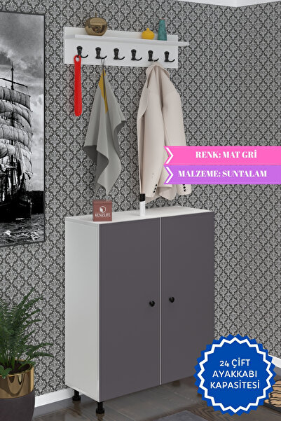 Kenzlife Portmanto Ayakkabılık Ve Askılık Edik6 Gribyz 98*080*32 Yirmidört Çi...