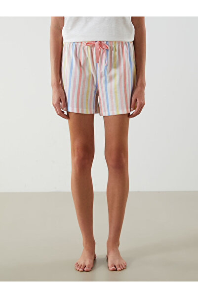 LC Waikiki LCW DREAM Mercan Beli Lastikli Çizgili Kadın Şort Pijama Altı 2'li