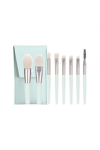 OEM Set of 8 Makeup Brushes with Storage Case, Green