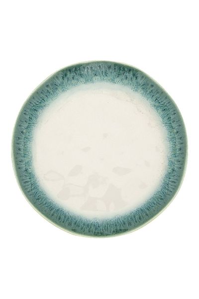 EasyLife Dishwasher and Microwave Safe Round Porcelain Dinner Plate Green and White 26cm