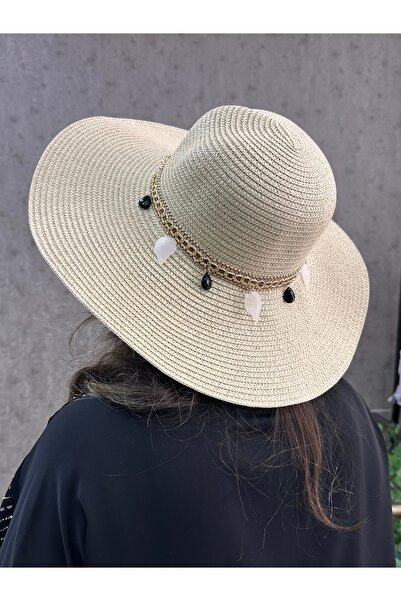 AYSBUTK Ψάθινο καπέλο με χάντρες