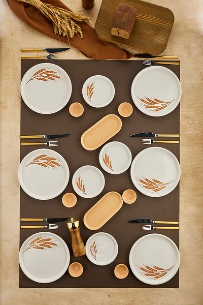 Sezka Life Başak 18 Piece Ceramic Breakfast Set Breakfast Set for 6 People Luxury Ceramic