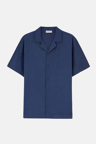 Reflect Studio Basic Tencel ™   Short Sleeve Shirt - Navy Blue