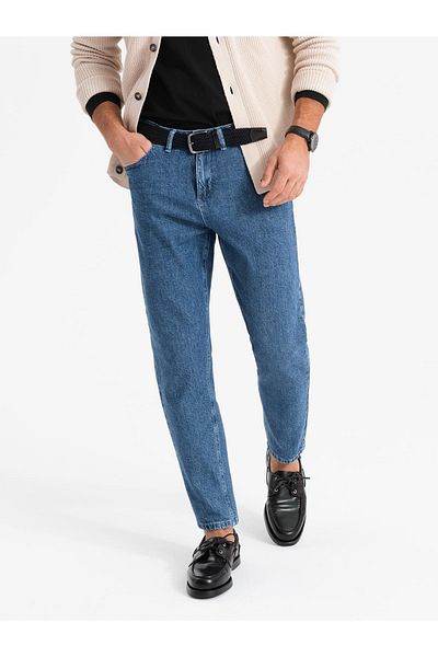 OMBRE Marmorierte Herren Jeanshose CARROT FIT - dunkelblau V2 OM-PADP-0225 M