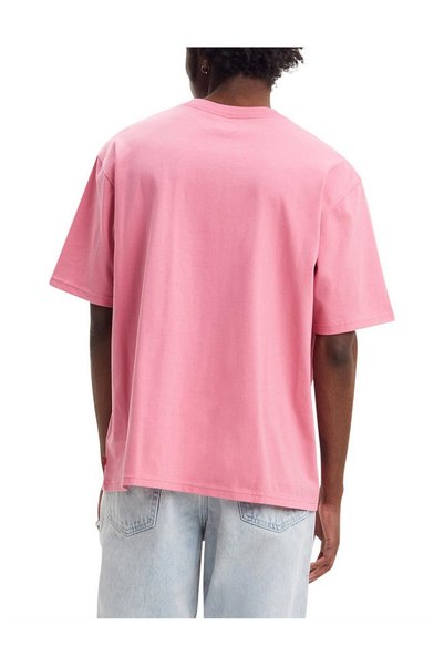 Relax family xf Men's Pink Oversize Loose Cut T-Shirt Simple Crew Neck Cotton Summer Plain Basic