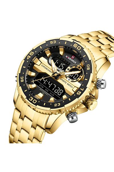 Naviforce Luxury Waterproof Sport Chronograph Quartz Wristwatches Digital Date and Week Clock