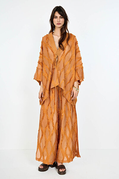 boneqa barcelona Kahverengi Jakarlı Kaftan